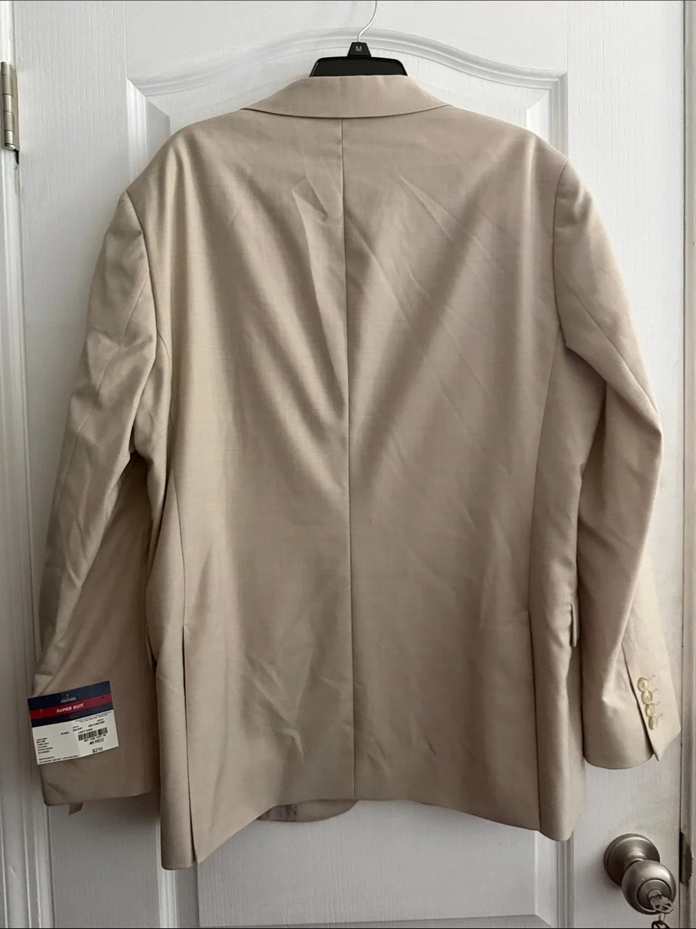 Stafford Men's Beige 2 Button Blazer 46 regular light sand slim fit suit jacket